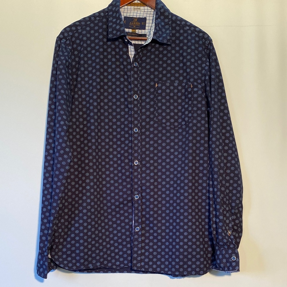 Jared Lang Navy and White Patterned Shirt